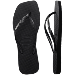 Women's Slim Square Logo Metallic Flip Flops
