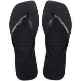 Women's Slim Square Logo Metallic Flip Flops